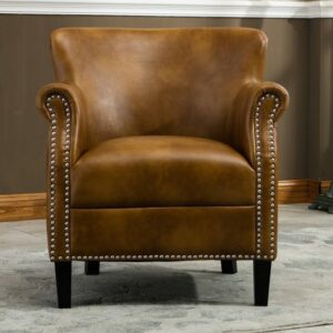 Leather Club Chair with Nailhead Trim