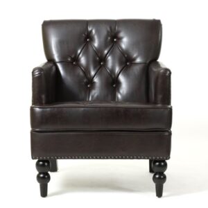 Leather Club Chair with Nailhead Trim