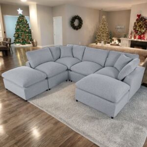 Mid-Century U-Shaped Modular Sofa