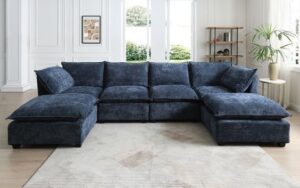Mid-Century U-Shaped Modular Sofa