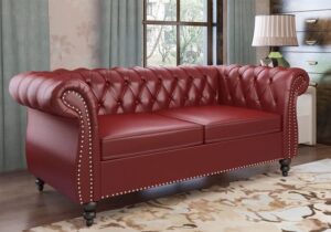 Modern 2-Seater Chesterfield with Nailhead Trim