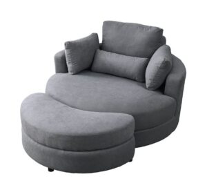 Modern Swivel Club Chair with Ottoman