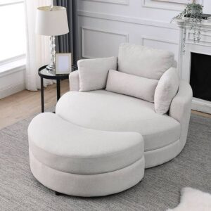 Modern Swivel Club Chair with Ottoman