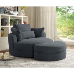 Modern Swivel Club Chair with Ottoman