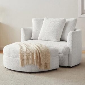 Modern Swivel Club Chair with Ottoman