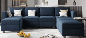 Modular Chaise Sofa Set with Adjustable Backrests