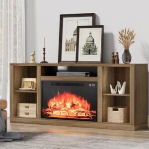Multi-Functional TV Stand with Built-In Fireplace