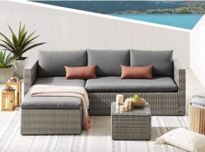 Outdoor Wicker Chaise Sofa Set