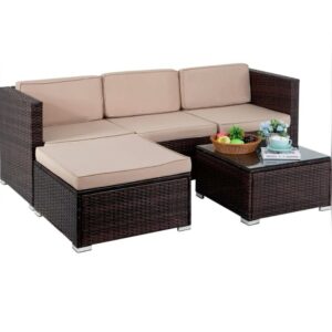 Outdoor Wicker Chaise Sofa Set