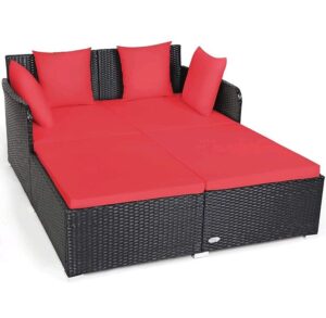 Outdoor Wicker Chaise Sofa Set