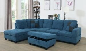 Plush Microfiber Chaise Sofa Set