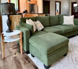 Plush Microfiber Chaise Sofa Set