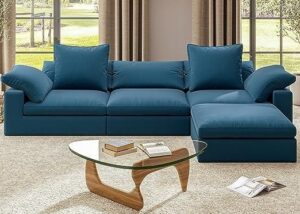 Plush Microfiber Chaise Sofa Set
