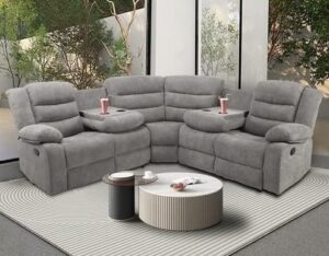 Reclining U-Shaped Sofaset with Cup Holders