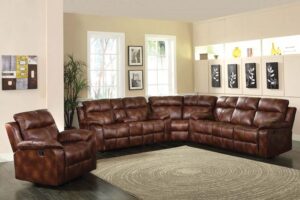 Reclining U-Shaped Sofaset with Cup Holders