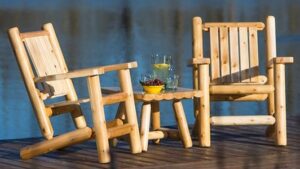 Rustic Adirondack Chair with Log Frame