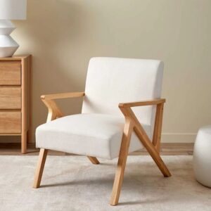 Scandinavian Inspired Arm Chair with Wooden Legs
