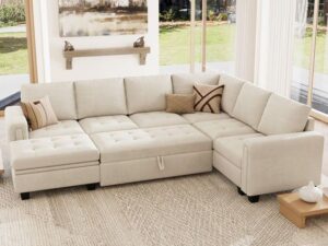 Sectional Sleeper U- Shaped Chesterfield Sofa