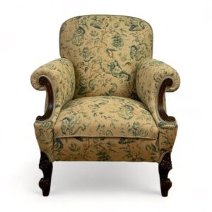Traditional Bergere Accent Chair with Floral Upholstery