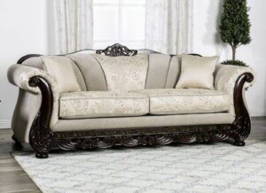 Traditional Camelback Sofa Set with Rolled Arms