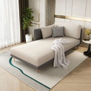 Upholstered Chaise Lounge with Wooden Legs