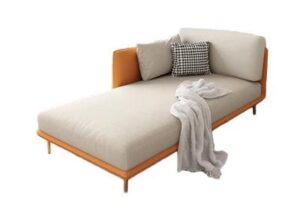 Upholstered Chaise Lounge with Wooden Legs