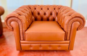 Vintage Brown Leather Chesterfield Settee