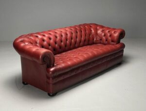Vintage Brown Leather Chesterfield Settee