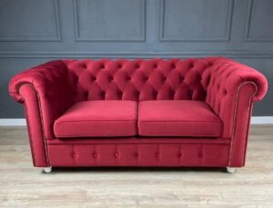 Vintage Brown Leather Chesterfield Settee