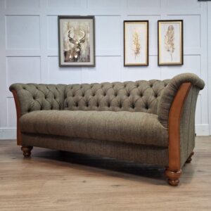 Velvet Chesterfield Sofa Set with Nailhead Trim