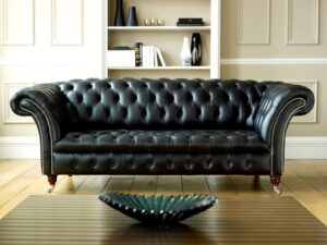 Tufted Chesterfield Sofa Set with Queen Anne Legs