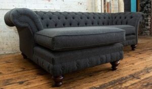 Leatherette Chesterfield Sofa Set with Nailhead Trim