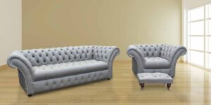 Tufted Chesterfield Sofa Set with Queen Anne Legs