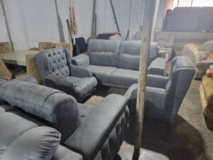Tufted Linen Chesterfield Sofa Set