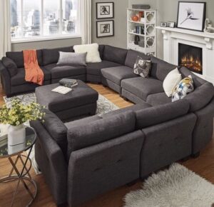 Contemporary U-Shaped Sectional with Built-In Storage