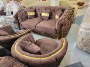 Tufted Linen Chesterfield Sofa Set
