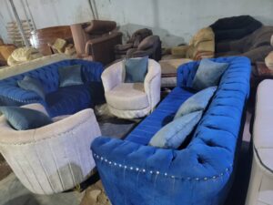 Tufted Linen Chesterfield Sofa Set