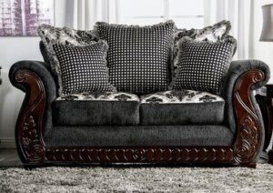 Traditional English Roll Arm Sofa with Rolled Back and Bun Feet