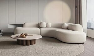 4 Seater Curved Sofaset with Wooden Accents