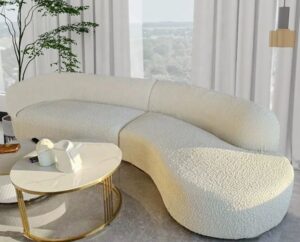 4 Seater Curved Sofaset with Wooden Accents