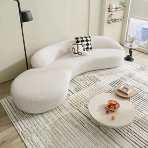 4 Seater Curved Sofaset with Wooden Accents