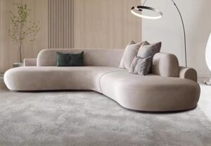 4 Seater Curved Sofaset with Wooden Accents