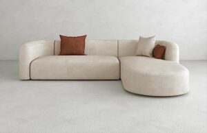 4 Seater Curved Sofaset with Wooden Accents