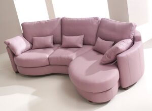 Curved Fabric Sofa Set with Decorative Throw Pillows