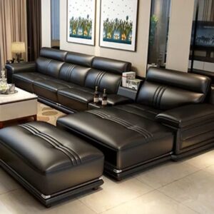 5 Seater Curved Leather Sofaset
