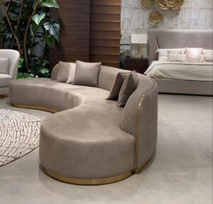 5 Seater Curved Velvet Sofa Set