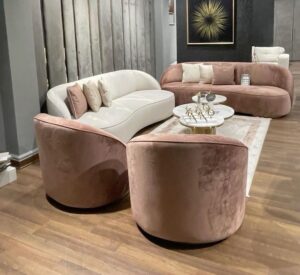 6 Seater Two-Tone Curved Sectional Sofaset