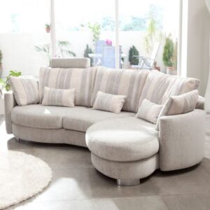 Curved Fabric Sofa Set with Decorative Throw Pillows