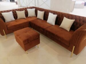 7 Seater Contemporary Corner Sofa Set with Ottoman