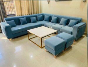 7 Seater Contemporary Corner Sofa Set with Ottoman